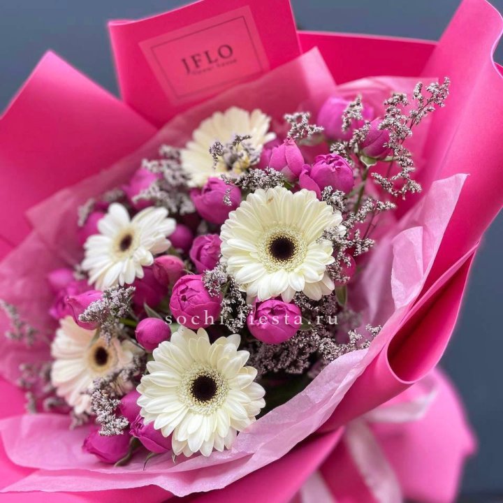 Букет гербер и мисти бабблс  в Благовещенске