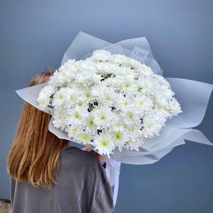 Букет хризантем "Белая снежинка" в Благовещенске