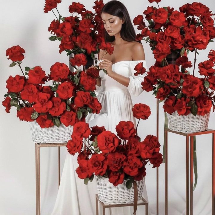 Сет из красных французских роз в Благовещенске