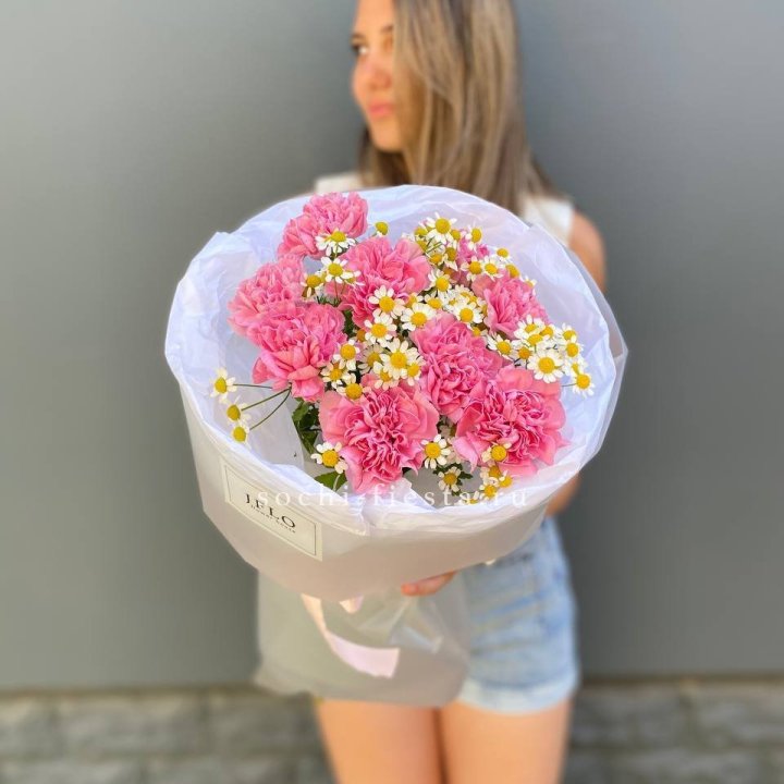 Дуобукет диантусов и ромашек в Благовещенске