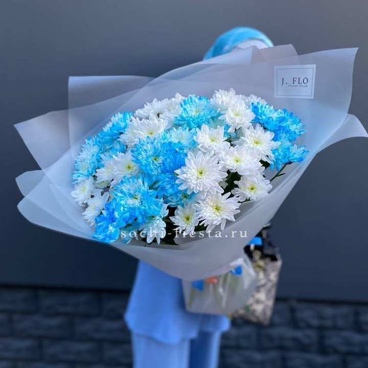 Букет хризантем "Голубая снежинка" в Благовещенске