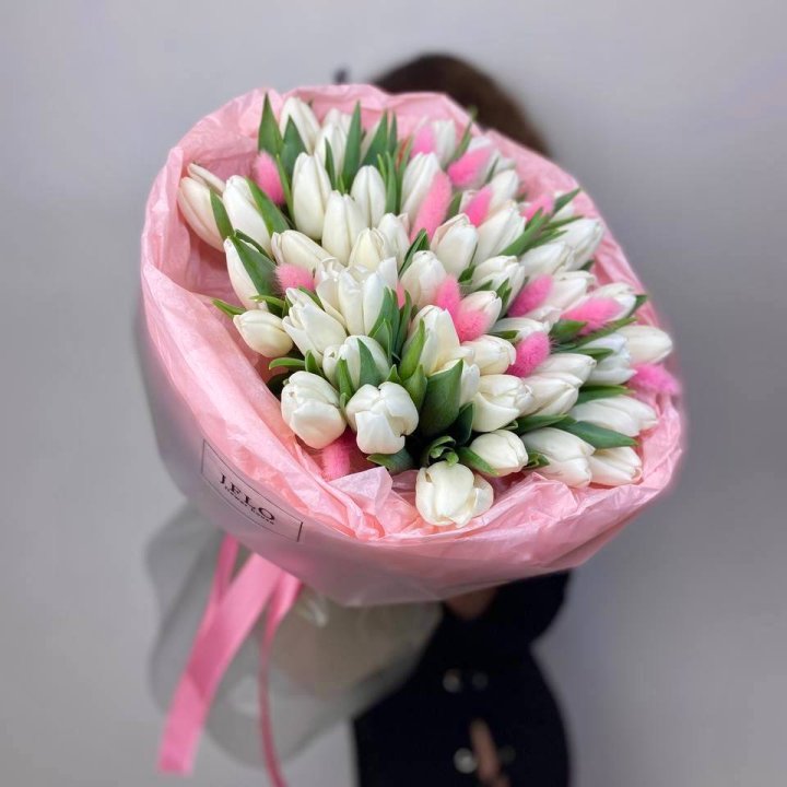 51 белый тюльпан "Рози" в Благовещенске