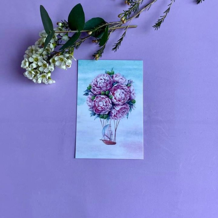 Открытка к букету "Пион" в Благовещенске