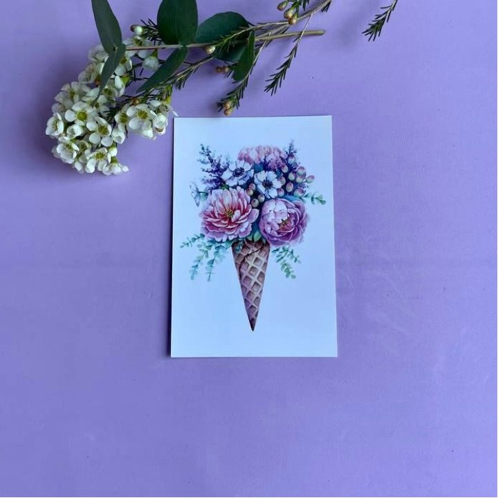 Открытка к букету "Цветочно-кремовый" в Благовещенске