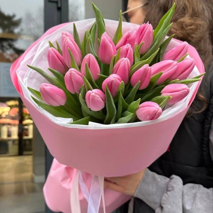  19 розовых тюльпанов в Благовещенске