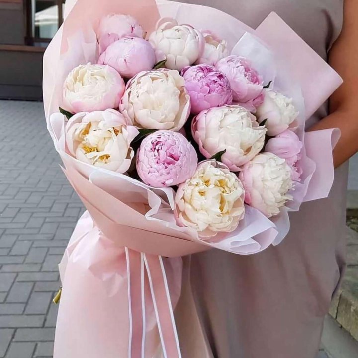 Букет пионов "Маршмелоу" в Благовещенске