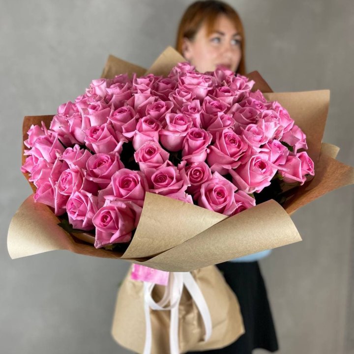101 розовая роза в Благовещенске