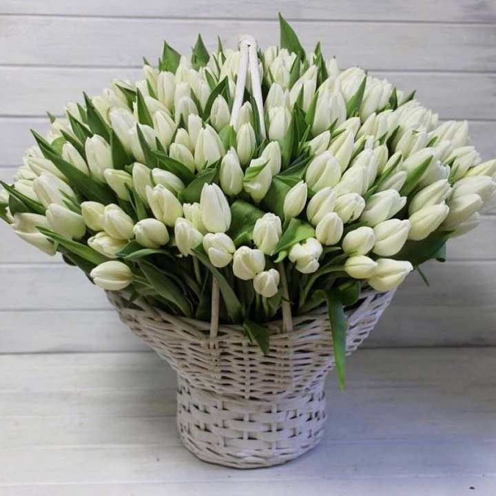 Корзина из 151 тюльпана в Благовещенске